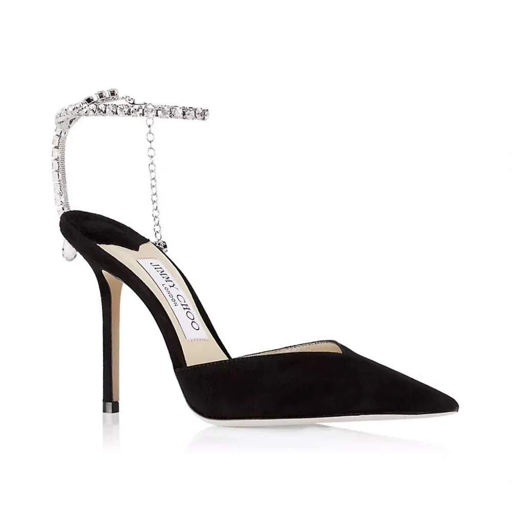 Jimmy Choo Saeda Suede Crystal Pump